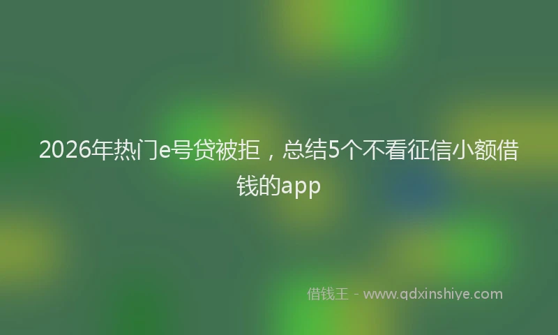 2026年热门e号贷被拒，总结5个不看征信小额借钱的app