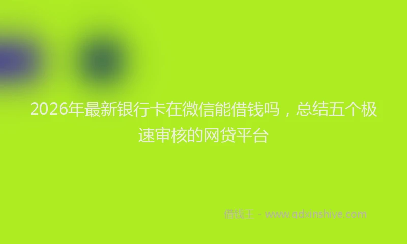 2026年最新银行卡在微信能借钱吗，总结五个极速审核的网贷平台