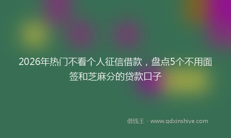 2026年热门不看个人征信借款，盘点5个不用面签和芝麻分的贷款口子