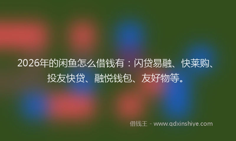 2026年的闲鱼怎么借钱有：闪贷易融、快莱购、投友快贷、融悦钱包、友好物等。