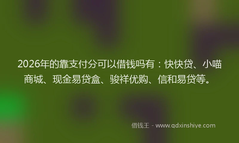 2026年的靠支付分可以借钱吗有：快快贷、小喵商城、现金易贷盒、骏祥优购、信和易贷等。