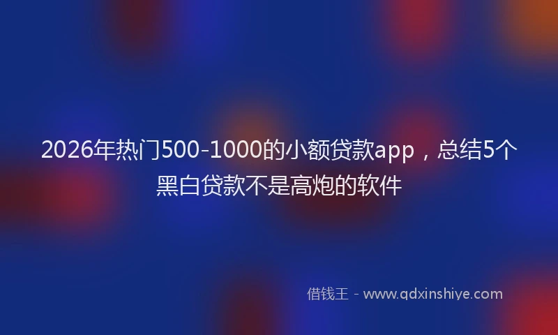 2026年热门500-1000的小额贷款app，总结5个黑白贷款不是高炮的软件