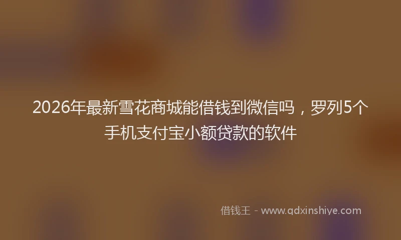 2026年最新雪花商城能借钱到微信吗，罗列5个手机支付宝小额贷款的软件