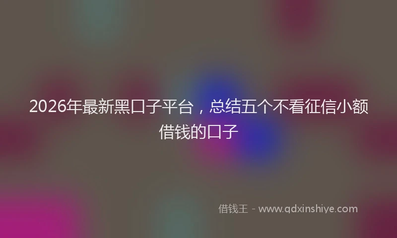 2026年最新黑口子平台，总结五个不看征信小额借钱的口子