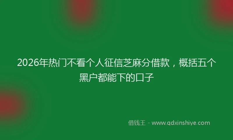 2026年热门不看个人征信芝麻分借款，概括五个黑户都能下的口子