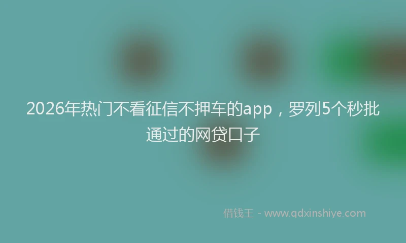 2026年热门不看征信不押车的app，罗列5个秒批通过的网贷口子