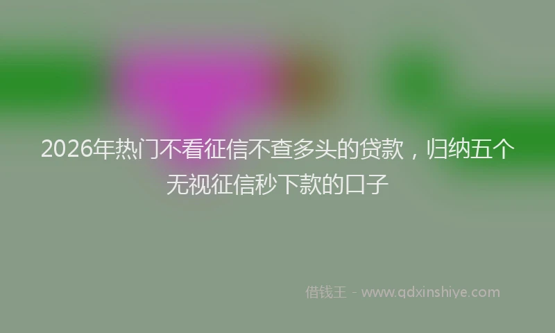 2026年热门不看征信不查多头的贷款，归纳五个无视征信秒下款的口子