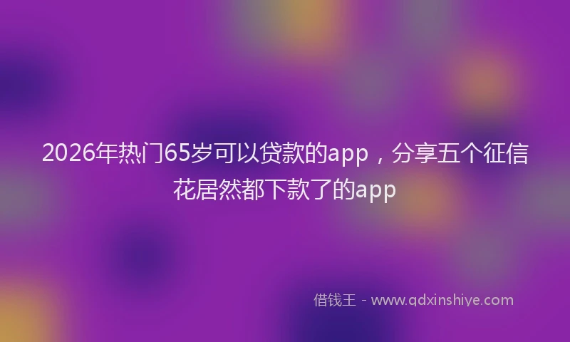2026年热门65岁可以贷款的app，分享五个征信花居然都下款了的app