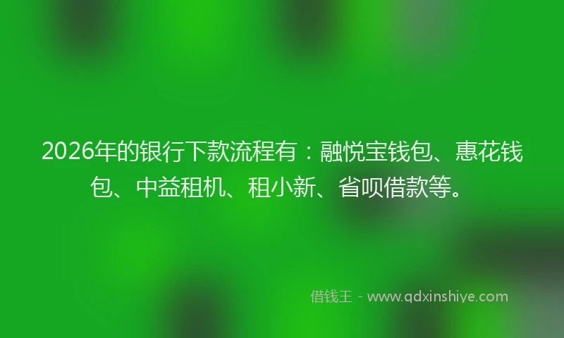 2026年的银行下款流程有：融悦宝钱包、惠花钱包、中益租机、租小新、省呗借款等。