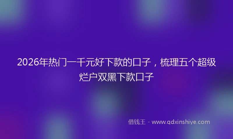 2026年热门一千元好下款的口子，梳理五个超级烂户双黑下款口子