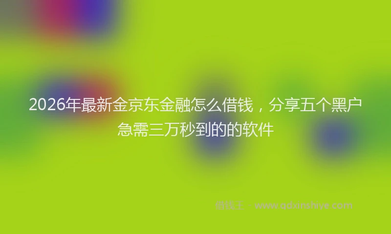 2026年最新金京东金融怎么借钱，分享五个黑户急需三万秒到的的软件