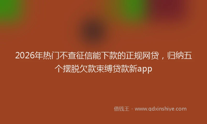 2026年热门不查征信能下款的正规网贷，归纳五个摆脱欠款束缚贷款新app