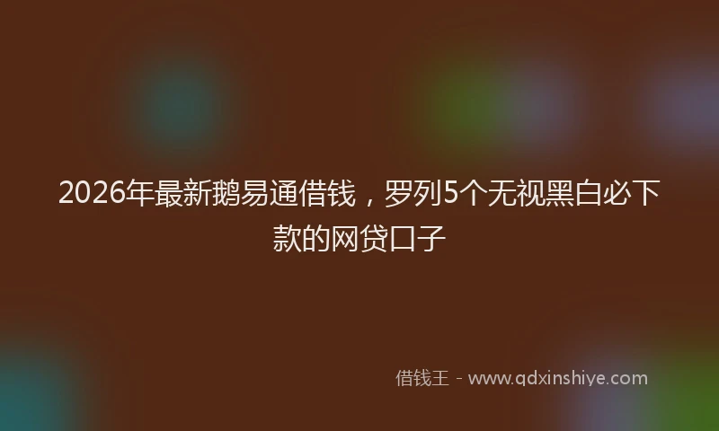 2026年最新鹅易通借钱，罗列5个无视黑白必下款的网贷口子