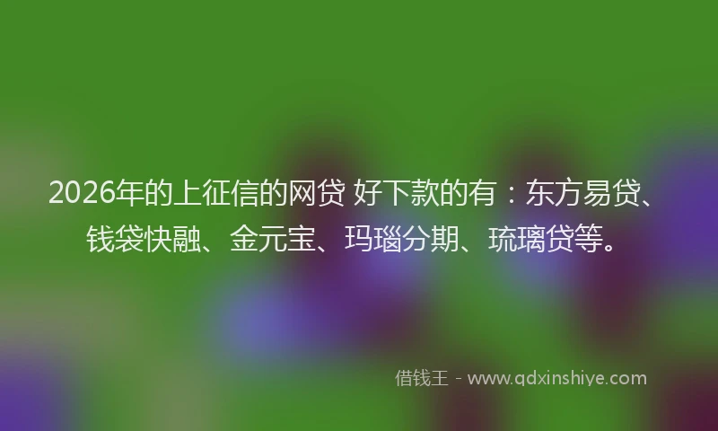 2026年的上征信的网贷 好下款的有：东方易贷、钱袋快融、金元宝、玛瑙分期、琉璃贷等。