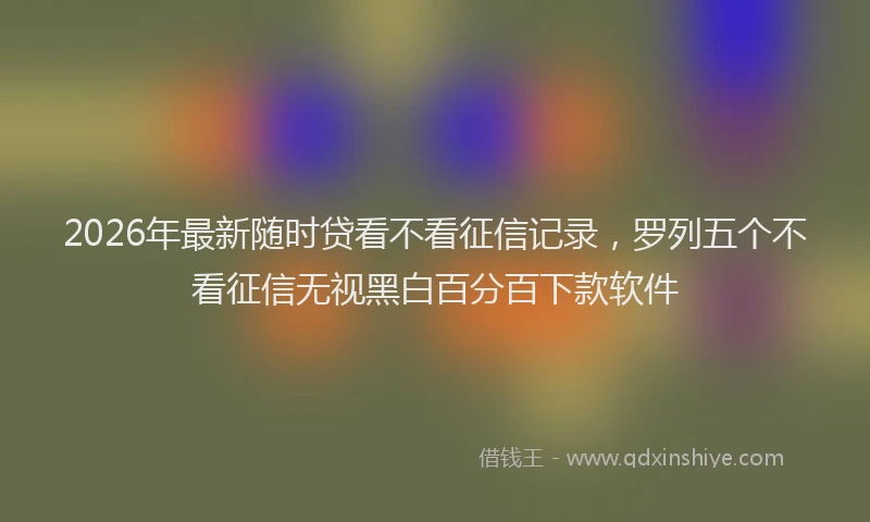 2026年最新随时贷看不看征信记录，罗列五个不看征信无视黑白百分百下款软件