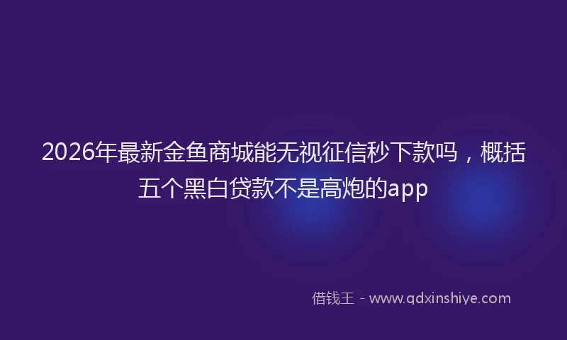 2026年最新金鱼商城能无视征信秒下款吗，概括五个黑白贷款不是高炮的app
