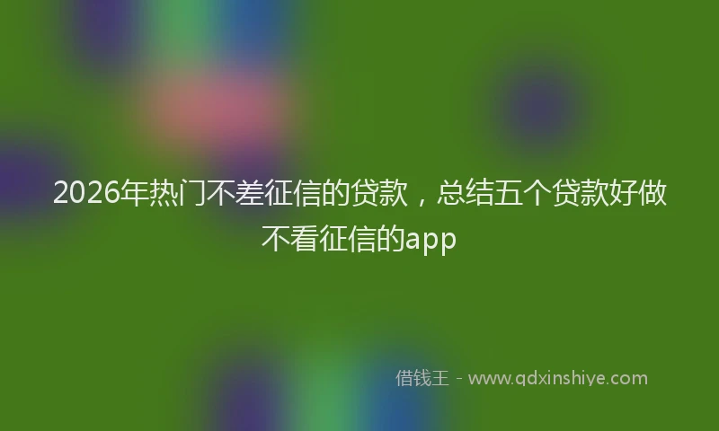 2026年热门不差征信的贷款，总结五个贷款好做不看征信的app