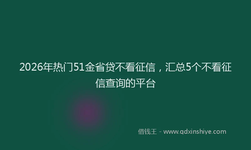 2026年热门51金省贷不看征信，汇总5个不看征信查询的平台