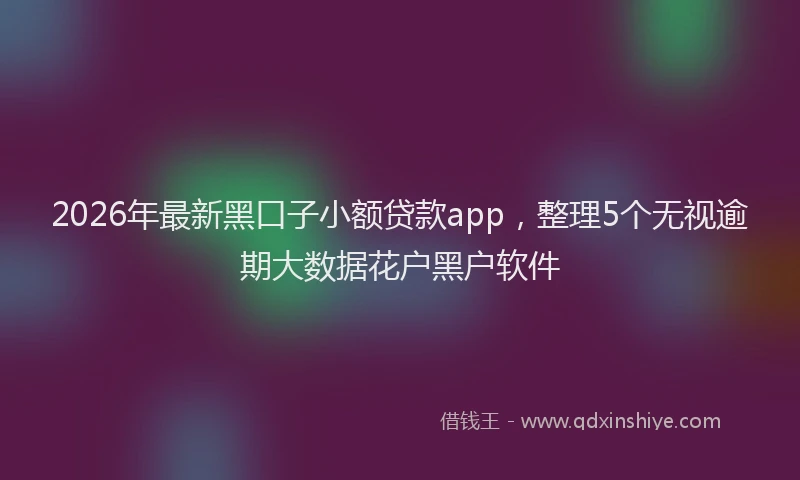 2026年最新黑口子小额贷款app，整理5个无视逾期大数据花户黑户软件