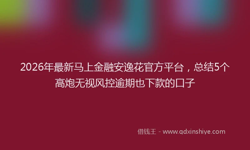2026年最新马上金融安逸花官方平台，总结5个高炮无视风控逾期也下款的口子