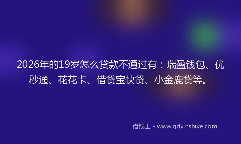 2026年的19岁怎么贷款不通过有：瑞盈钱包、优秒通、花花卡、借贷宝快贷、小金鹿贷等。
