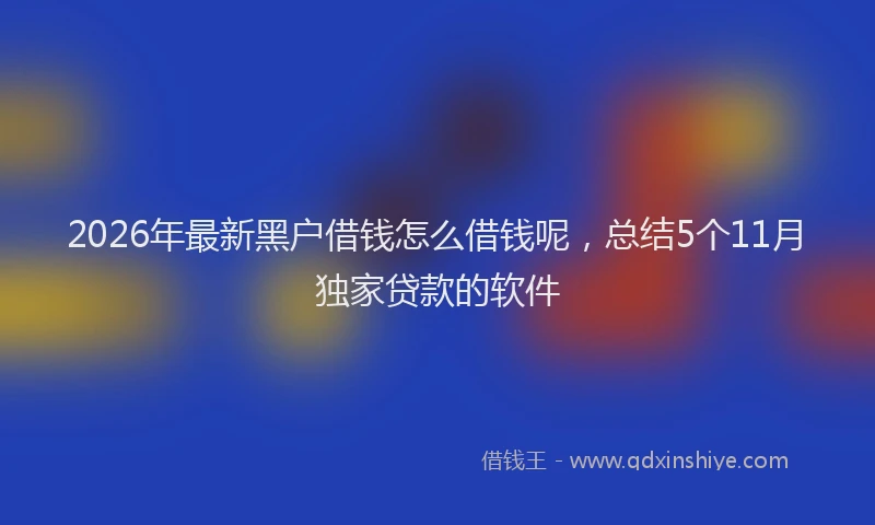 2026年最新黑户借钱怎么借钱呢，总结5个11月独家贷款的软件