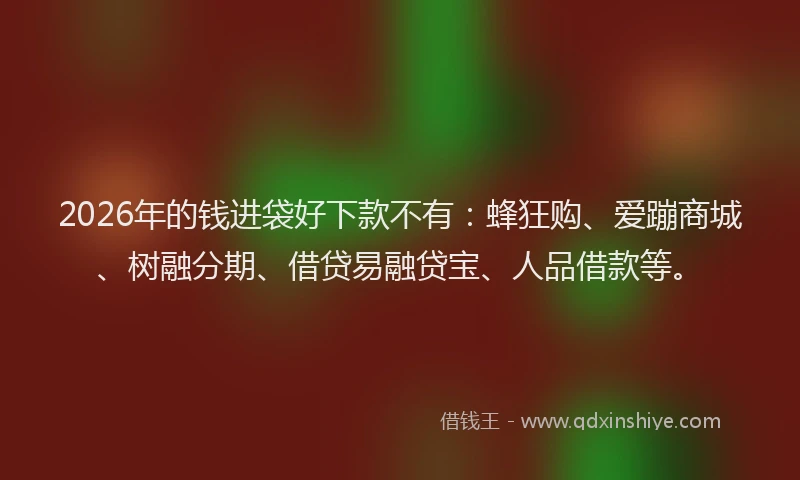 2026年的钱进袋好下款不有：蜂狂购、爱蹦商城、树融分期、借贷易融贷宝、人品借款等。
