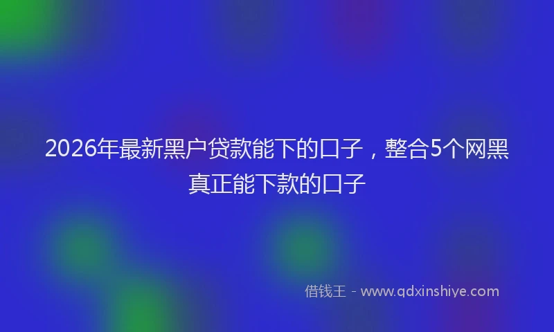 2026年最新黑户贷款能下的口子，整合5个网黑真正能下款的口子