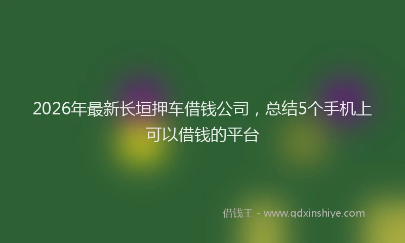 2026年最新长垣押车借钱公司，总结5个手机上可以借钱的平台