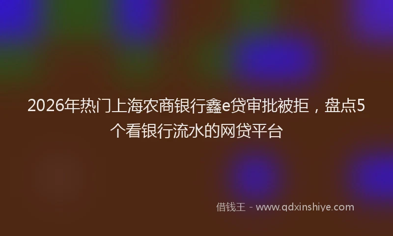 2026年热门上海农商银行鑫e贷审批被拒，盘点5个看银行流水的网贷平台