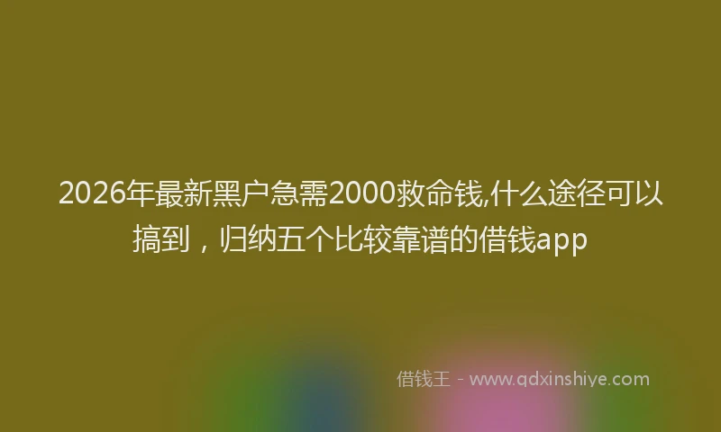 2026年最新黑户急需2000救命钱,什么途径可以搞到，归纳五个比较靠谱的借钱app