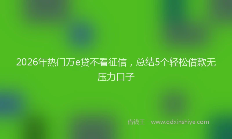 2026年热门万e贷不看征信，总结5个轻松借款无压力口子