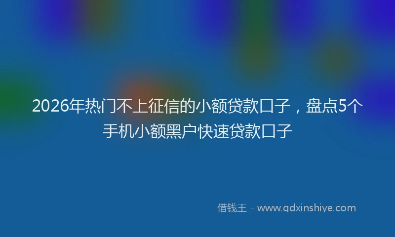 2026年热门不上征信的小额贷款口子，盘点5个手机小额黑户快速贷款口子