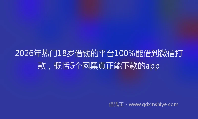 2026年热门18岁借钱的平台100%能借到微信打款，概括5个网黑真正能下款的app