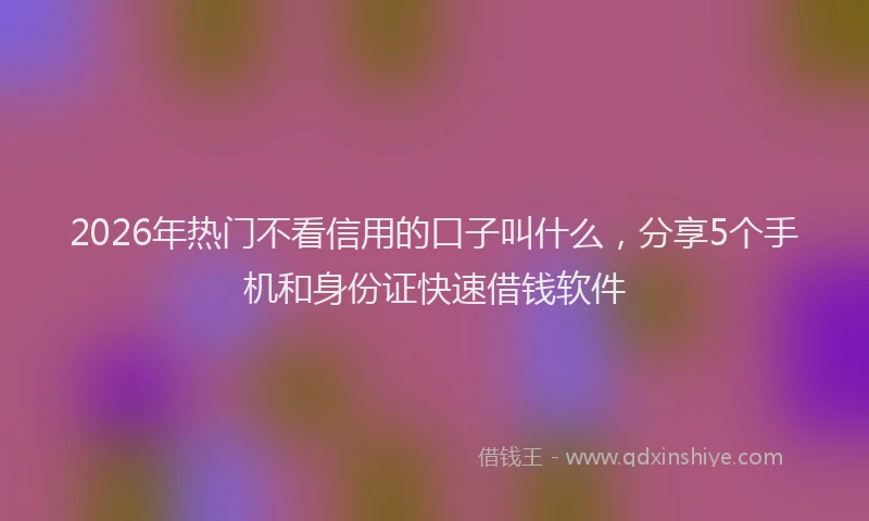 2026年热门不看信用的口子叫什么，分享5个手机和身份证快速借钱软件