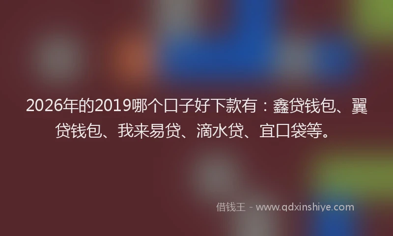 2026年的2019哪个口子好下款有：鑫贷钱包、翼贷钱包、我来易贷、滴水贷、宜口袋等。