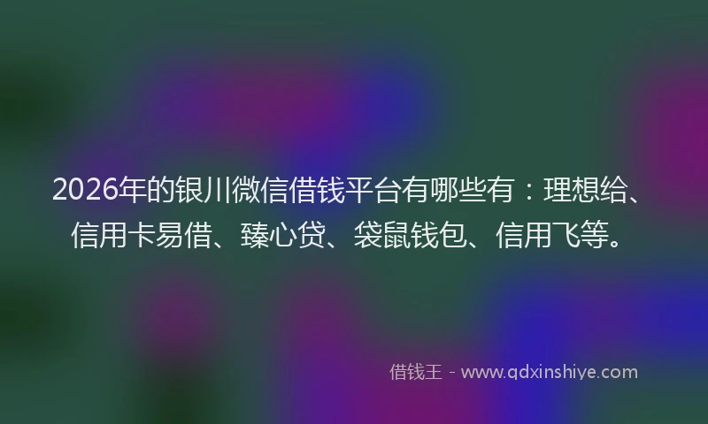 2026年的银川微信借钱平台有哪些有：理想给、信用卡易借、臻心贷、袋鼠钱包、信用飞等。