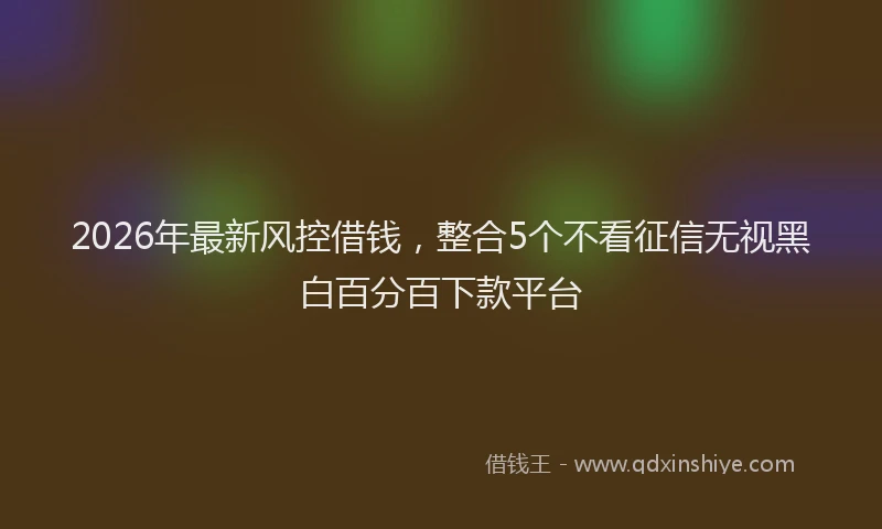 2026年最新风控借钱，整合5个不看征信无视黑白百分百下款平台