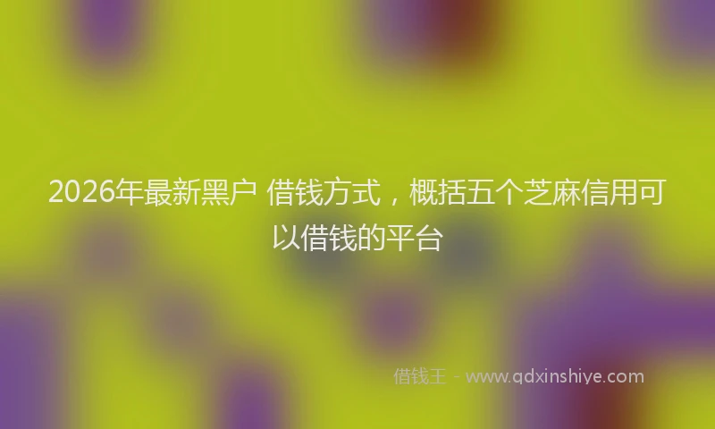 2026年最新黑户 借钱方式，概括五个芝麻信用可以借钱的平台