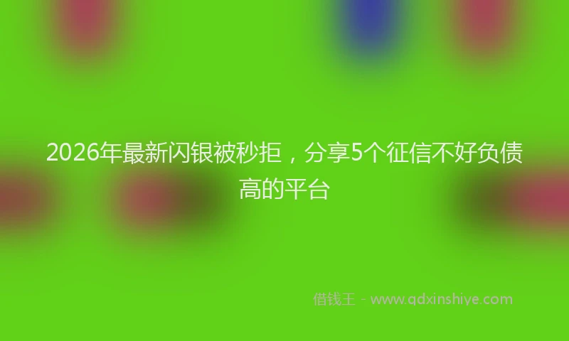 2026年最新闪银被秒拒，分享5个征信不好负债高的平台