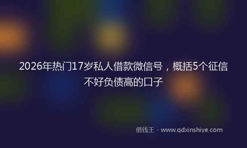 2026年热门17岁私人借款微信号，概括5个征信不好负债高的口子