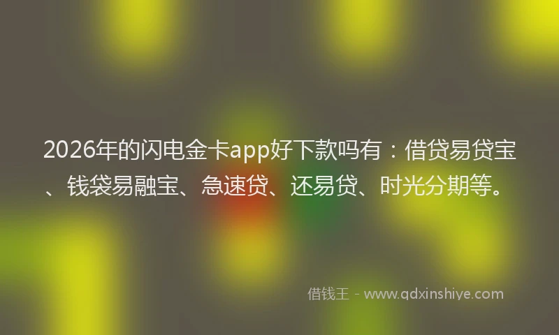 2026年的闪电金卡app好下款吗有：借贷易贷宝、钱袋易融宝、急速贷、还易贷、时光分期等。