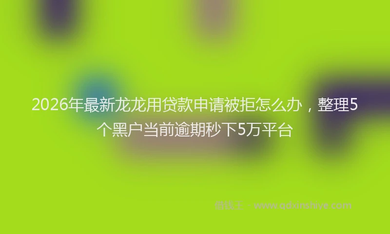 2026年最新龙龙用贷款申请被拒怎么办，整理5个黑户当前逾期秒下5万平台