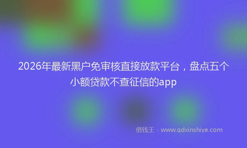 2026年最新黑户免审核直接放款平台，盘点五个小额贷款不查征信的app