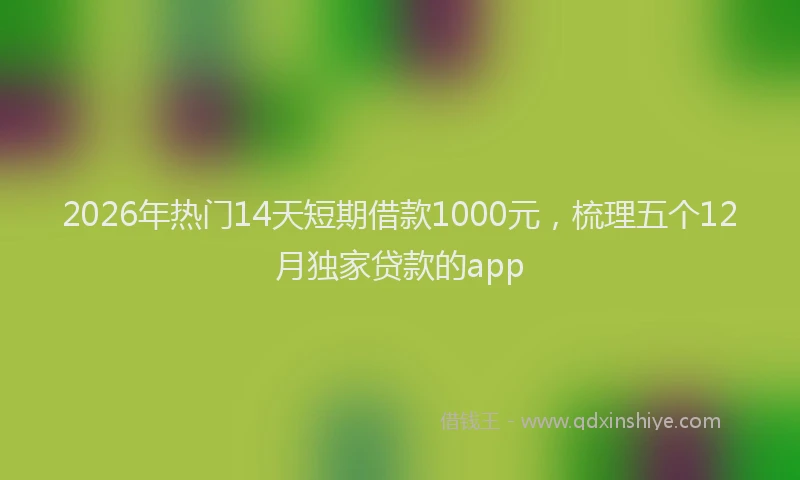 2026年热门14天短期借款1000元，梳理五个12月独家贷款的app