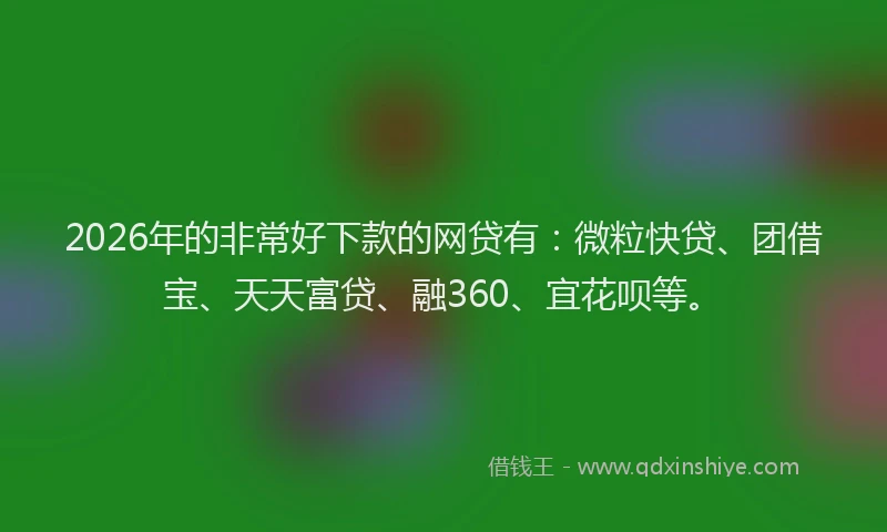 2026年的非常好下款的网贷有：微粒快贷、团借宝、天天富贷、融360、宜花呗等。