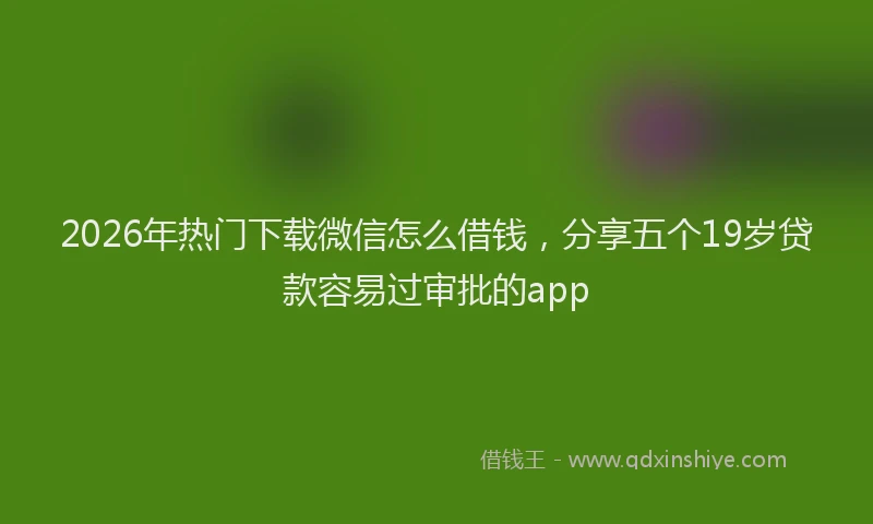 2026年热门下载微信怎么借钱，分享五个19岁贷款容易过审批的app