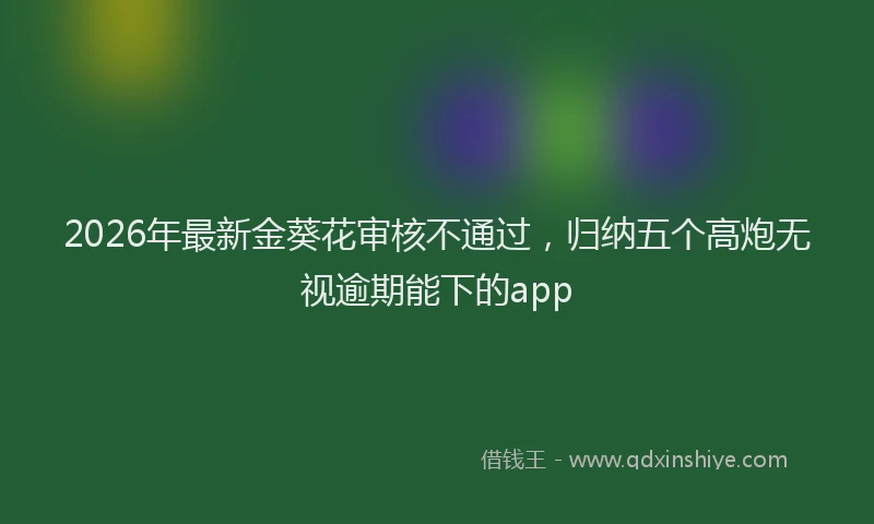 2026年最新金葵花审核不通过，归纳五个高炮无视逾期能下的app