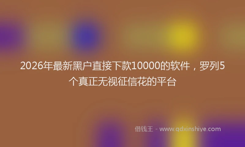 2026年最新黑户直接下款10000的软件，罗列5个真正无视征信花的平台