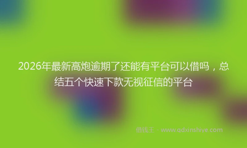 2026年最新高炮逾期了还能有平台可以借吗，总结五个快速下款无视征信的平台